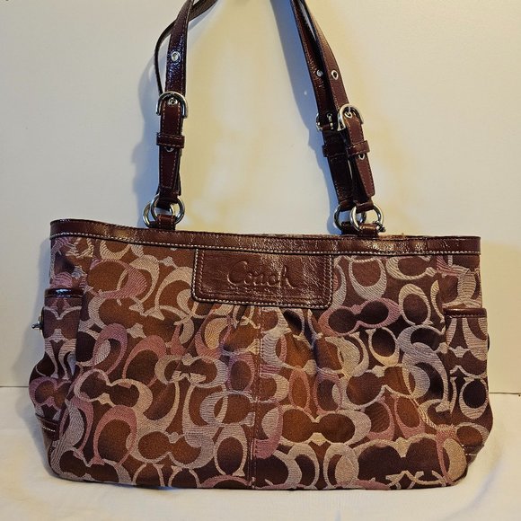 Coach Handbags - Coach Optic SIgnature Gallery Bag, Burgundy